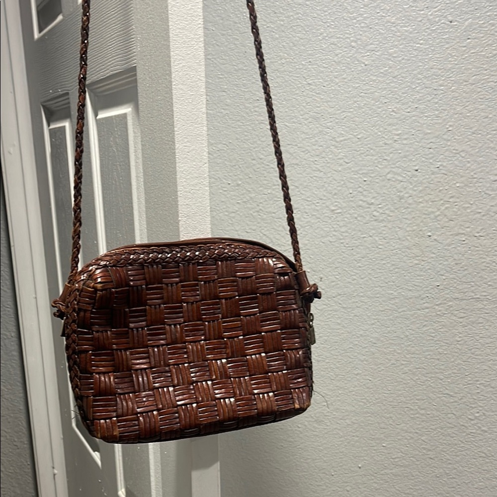 Woven Brown Crossbody Bag